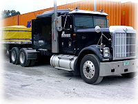Flatbed truck with freight ready for shipping